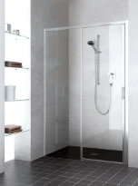 PORTE DE DOUCHE COULISSANTE KERMI LIGA 120 - 200 ! cm gris argent mat verre de securite Transparent reglable 116-121cm - niche