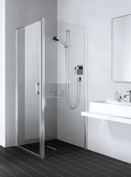 KERMI Liga zijwand helder gl (tub) 735-760x2000mm zilver mat