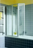 KERMI Vario 2000 badvouwwand li/re kunstgl 3-del 140x140.1-140.9cm zilver mat