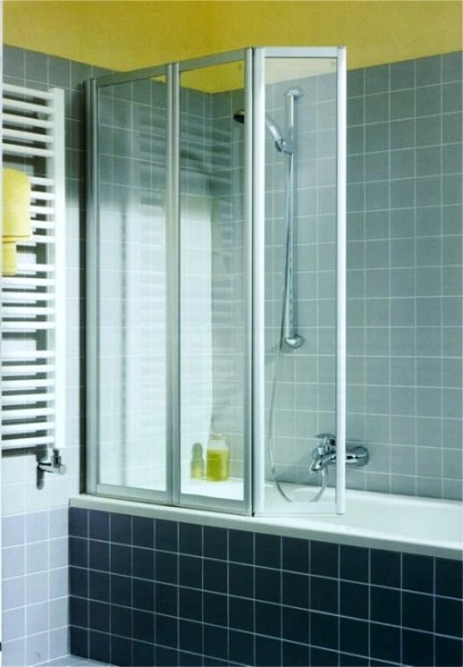 V2FW30501412K Kermi Vario 2000 FW3 badvouwwand 500 x 1400 mm - verstelbaarheid 1401-1417 mm - SIMG Kerolan Parel 3-delig op badkuip - profiel : zilver matglans
