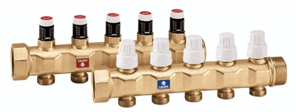 Caleffi collecteur avec robinet d'arrêt et débitmètre 5/4 - 4 x EK3/4 - prix par set