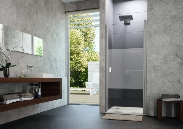 HÜPPE Design Pure zwaaideur voor nis intimi glas 965 - 995mm H2000 mm zilver mat