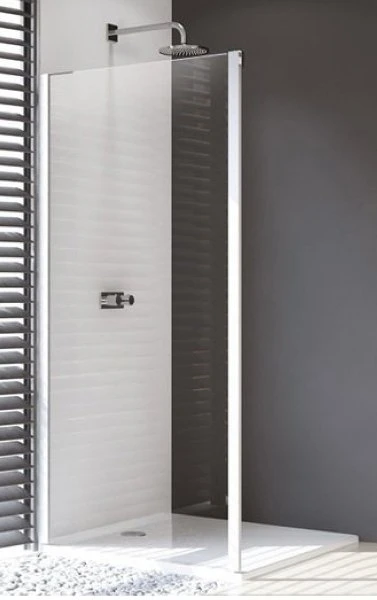 HÜPPE Design Pure zijwand helder glas 885 - 900mm H1900 mm zilver mat