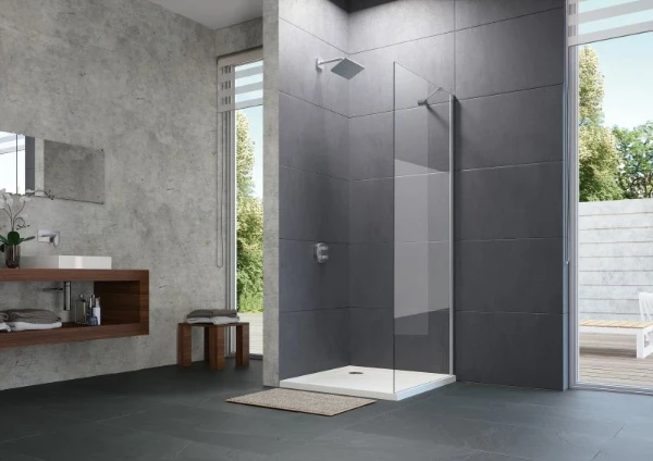 HÜPPE Design Pure zijwand intimi glas 785 - 800mm H2000 mm zilver mat
