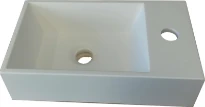Procasa Thiny lave-mains 400 x 220 mm - blanc mat - solid surface - avec trou de robinet droite - sans trop-plein
