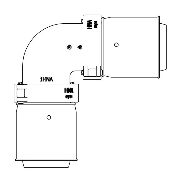 Henco SuperSize coude 90° FF 75 x 75 mm