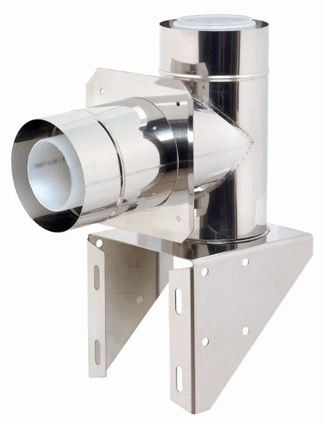 Ubbink Rolux concentrique PP/Inox support complet (incl arrivée d'air & coude) 80/125 mm