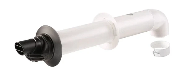 Ubbink Rolux 5H concentrisch PP/Staal muurdoorvoer 60/100 mm - zwart - met bocht