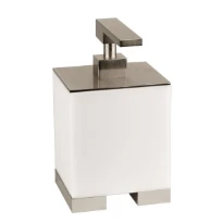 GESSI Rettangolo Accessories Distributeur de savon liquide à poser blanc. chromé