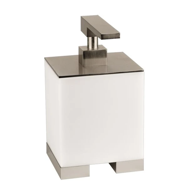 GESSI Rettangolo Accessories Distributeur de savon liquide à poser blanc. chromé