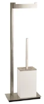 GESSI Rettangolo Accessories Serviteur sur pied avec porte-papier et porte-balayette blanc. chromé