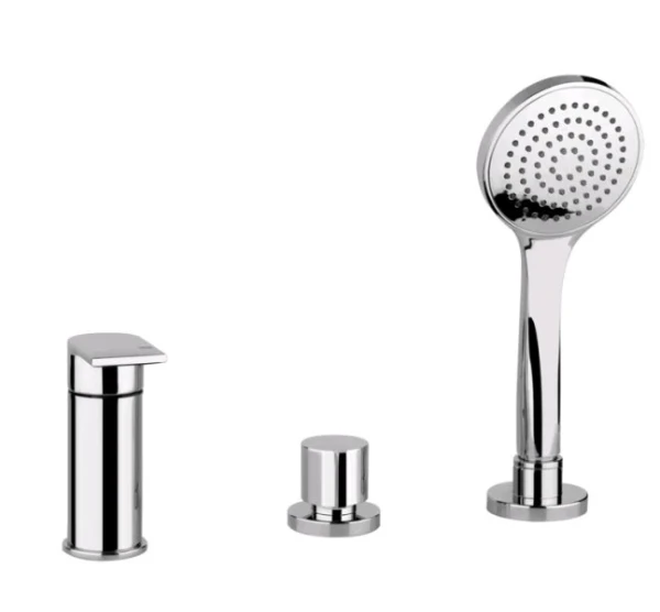 38643#031 Gessi Manzoni badmengkraan 3-gaten v op bad via overloop chroom