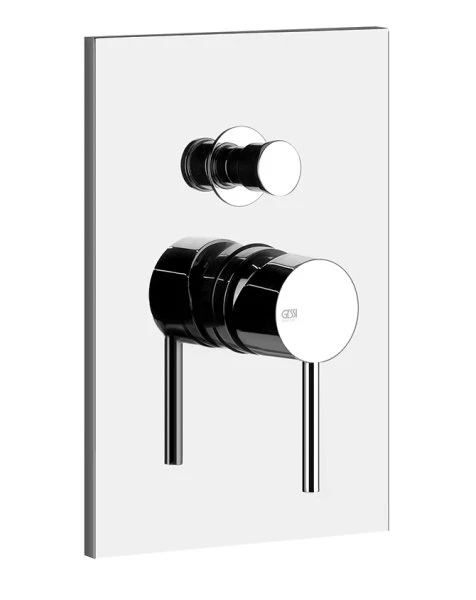 GESSI Via Tortona Parties apparentes mitigeur mural avec inverseur automatique bain-douche deux sorties chromé