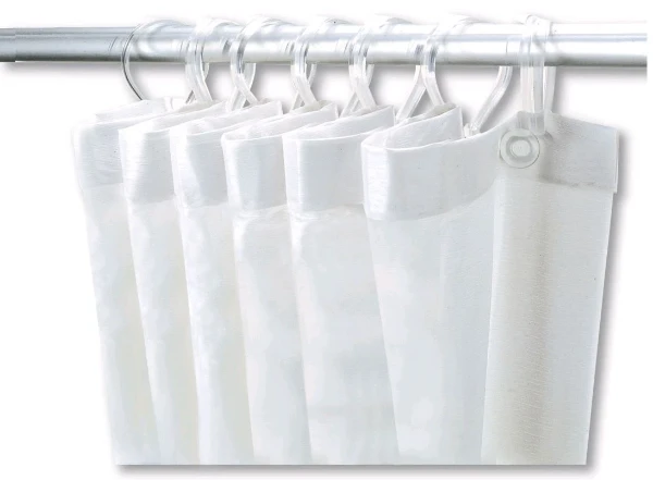 RIDEAU TUB DE DOUCHE 180 - 200 ! CM blanc pvc 12 anneaux
