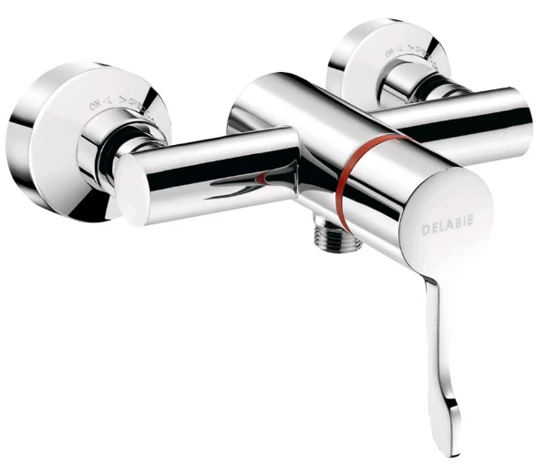 DELABIE Securitherm 1-gr. douchetherm onderuitg kopp. stop/check M1/2" chroom
