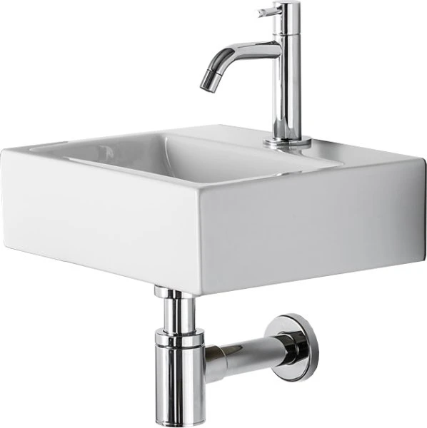 Conima Mini Delta handenwasserset 340 x 285 x 100 mm - wit - met kraangat - zonder overloop - met kraan chroom - met sifon - met plug - met bevestiging