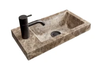 Detremmerie No Limit 20 lavabo 6 405 x 225 mm - 1 cuvette - (mat) Emperador Brown - marbre - avec trou de robinet - sans trop-plein