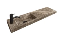 Detremmerie No Limit 20 lave-mains 800 x 200 x 45 mm - emperador brown - marbre - avec trou de robinet droite - sans trop-plein
