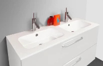 Detremmerie No Limit 40 lavabo 13 1205 x 405 mm - 2 cuvettes - blanc - top solid - avec trou de robinet - avec trop-plein
