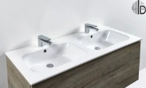 Detremmerie No Limit 45 lavabo 28 1410 x 465 mm - 2 cuvettes - blanc - céramique - avec trou de robinet - avec trop-plein