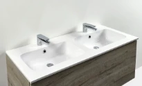 Detremmerie No Limit 45 lavabo 28 1410 x 465 mm - 2 cuvettes - blanc - céramique - sans trou de robinet - avec trop-plein