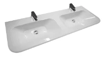 Detremmerie No Limit 50 RO30 double lavabo 1300 x 480 mm - 2 cuvettes - blanc - marbre artificiel - sans trou de robinet - sans trop-plein