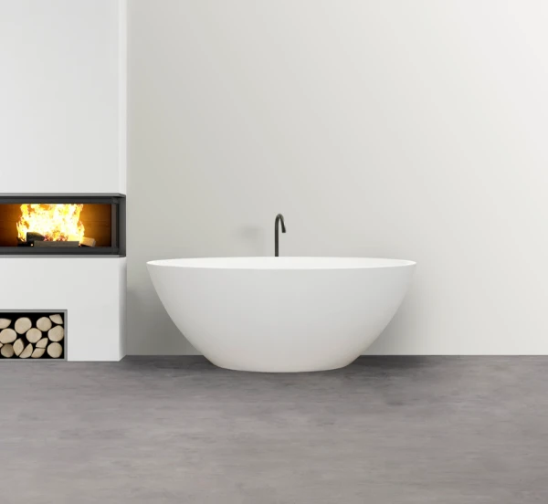 Detremmerie Kiwi vrijstaand bad kunstmarmer 1560 x 835 x 585 mm - wit mat - zonder overloop