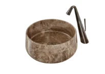 Detremmerie No Limit 45 lavabo à poser rond 406 x 160 mm - Emperador Brown - marbre - sans trou de robinet - sans trop-plein