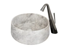 Detremmerie No Limit 45 lavabo à poser rond 406 x 160 mm - blanc - marbre - sans trou de robinet - sans trop-plein