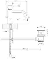 Gessi Via Tortona Mitigeur lavabo, avec vidage et flexibles de raccordement. Finox nickel brossé