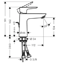 Hansgrohe Talis E mitigeur lavabo Comfortz110 chromé avec vidage lowflow 3,5l/min