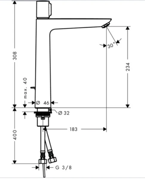 Hansgrohe Talis Select E mitigeur lavabo Comfortz240 chromé Select bouton poussoir,avec vidage