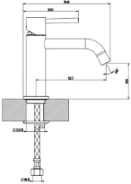 Gessi Via Tortona Mitigeur lavabo, sans vidage, avec flexibles de raccordement. Finox nickel brossé