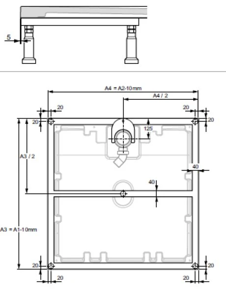 HÜPPE EasyFlat douchepoten vr tub 100x100 inb.h.120-180mm