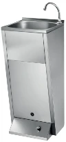 Delabie SXL lave-mains sur pied 390 x 390 x 850 mm - RVS 304 mat - avec robinet à fermeture automatique - sans trop-plein