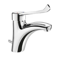 MELANGEUR DE LAVABO DELABIE SECURITHERM chromé . avec vidage-levier hygiénique 150mm