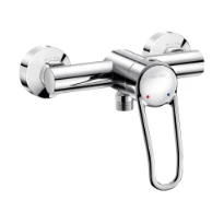 MELANGEUR DE DOUCHE MONO-COMMANDE DELABIE chromé nu avec raccords excentrés (cartouche à equil. press)