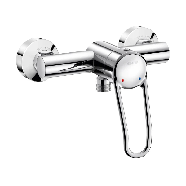 MELANGEUR DE DOUCHE MONO-COMMANDE DELABIE chromé nu avec raccords excentrés (cartouche à equil. press)