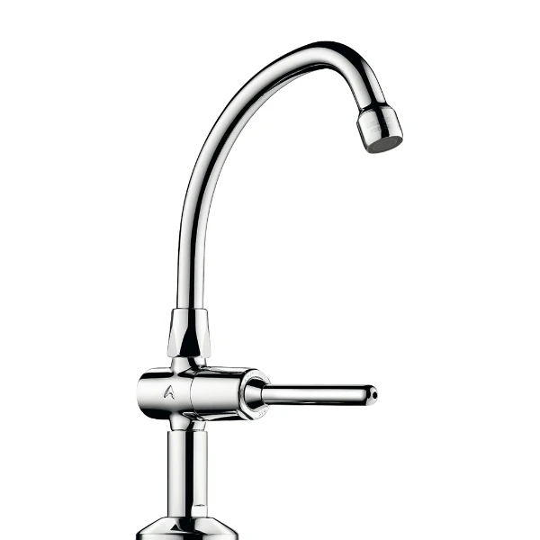 ROBINET TEMPORISE DELABIE TEMPOSTOP 1/2 M X 150 MM chromé pilier à col de cygne