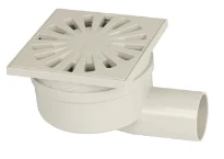 Wavin PVC Siphon de sol 100 x 100 avec sortie horizontale 40 mm - gris