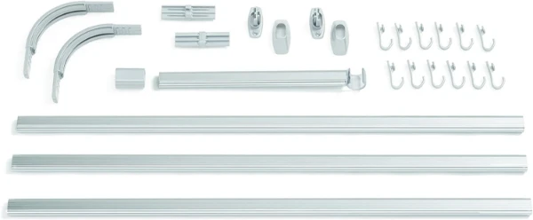 Coram Sealskin Easy Roll combi systeem voor verschillende opstellingen - incl 12 gordijnhaken - aluminium
