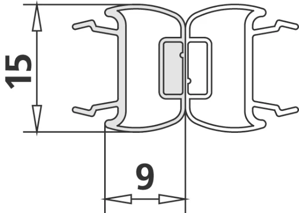 Kermi 1 magneetprofiel 180° voor sluitprofiel Lengte past tot standaard hoogte 2000 mm