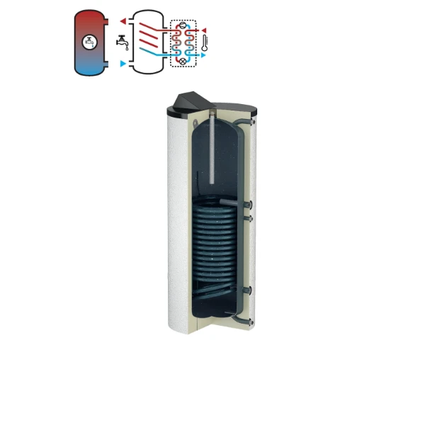 Flamco Flextherm Duo HLS boiler à accumulation 300 l pour pompe à chaleuren - sans résistance - email - vertical - model à poser au sol - blanc - ERP label sanitaire: C
