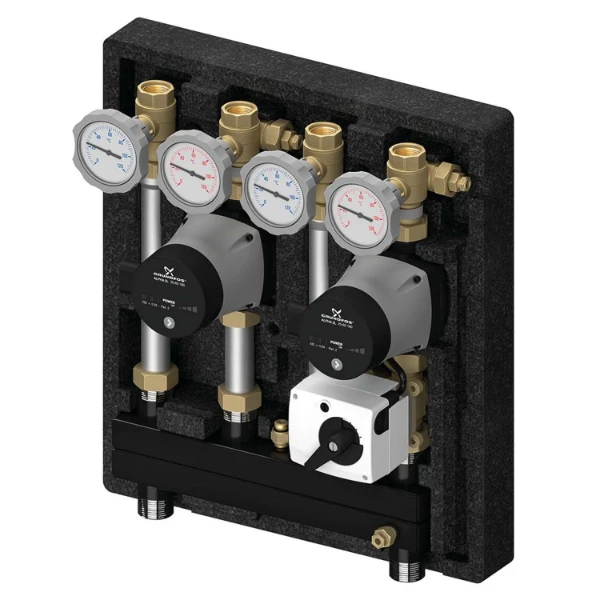Meibes Meiflow Combi groupe de pompes - mélangé/non-mélangé - Wilo Yonos Para RS 15/6 - incl servomoteur