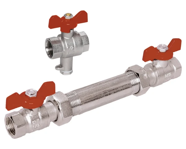 Meibes Sonic set d'installation avec vannes à bille pour caloriemètres DN15 - 0,6-1,5 m³/h