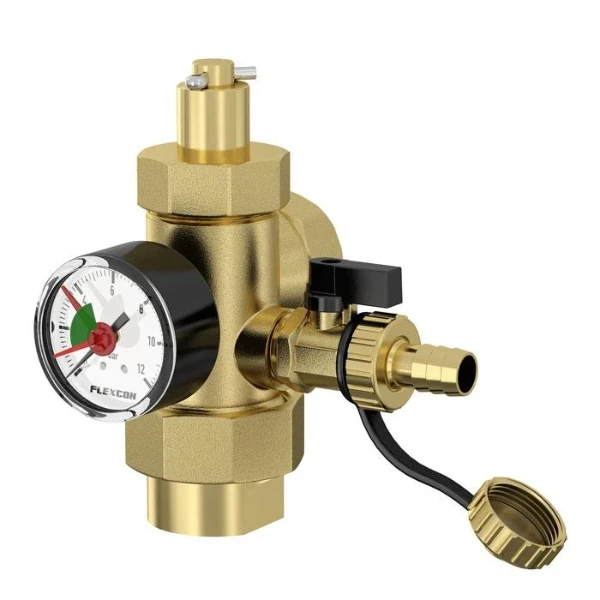 Flamco Flexcon aansluitstuk met manometer 4/4 x 63 mm voor expansievaten
