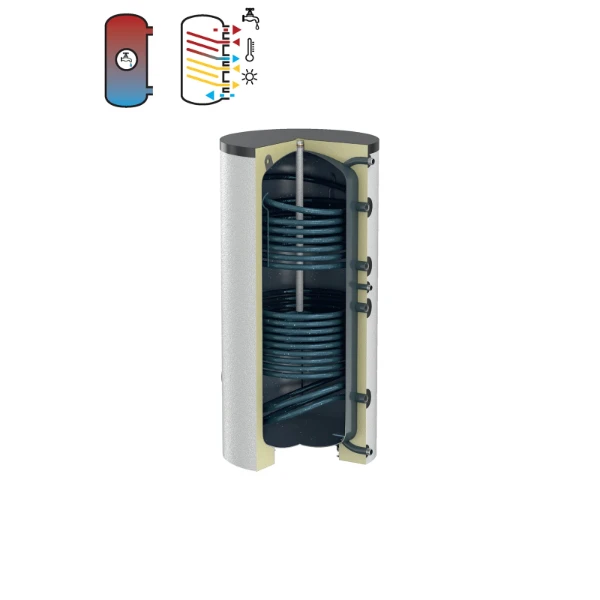 Flamco FlexTherm Duo Solar 200 zonneboiler 200 l - sans résistance - email - vertical - model à poser au sol - blanc - ERP label sanitaire: C