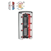 Flamco FlexTherm FWS 500 buffervat/boiler à accumulation 500 l - sans résistance - staal - vertical - model à poser au sol - zonder isolatie - inox tapwater spiraal 40 l - ERP label sanitaire: C