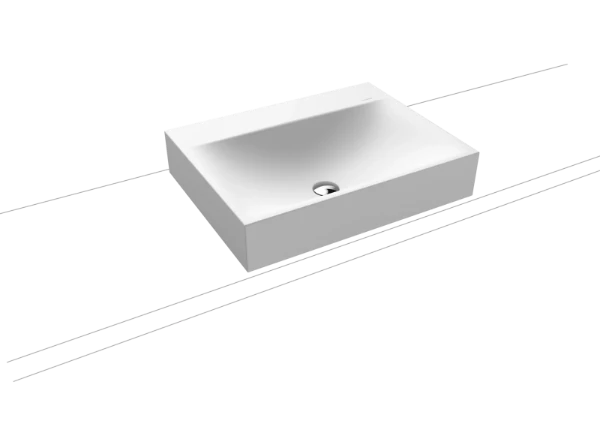 Kaldewei Silenio lavabo à poser 600 x 460 x 120 mm - blanc alpine mat - sans trou de robinet - avec trop-plein - effet perlé