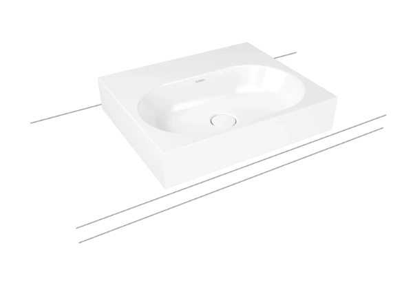 Kaldewei Centro lavabo à poser 600 x 500 x 120 mm - blanc alpine - avec trou de robinet - sans trop-plein - effet perlé